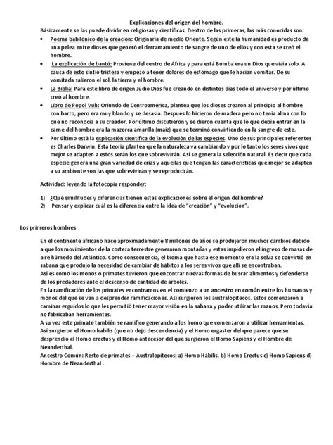 Orígenes Del Hombre Explicaciones Religiosas Científicas Y Evolución