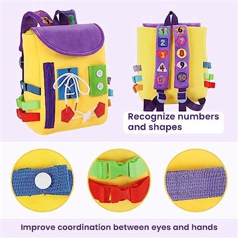 Busy Board Mochila para niños pequeños con hebillas y juguetes para