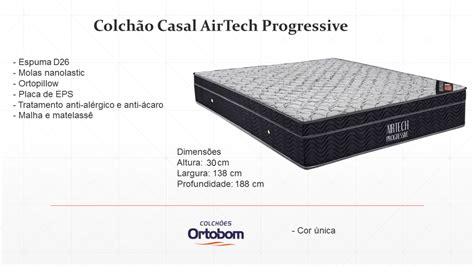 Preço Bom Móveis Colchão Casal AirTech Progressive Molas Nanolastic