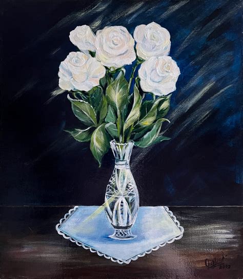 White Roses Painting By Irina Chaplya Jose Art Gallery