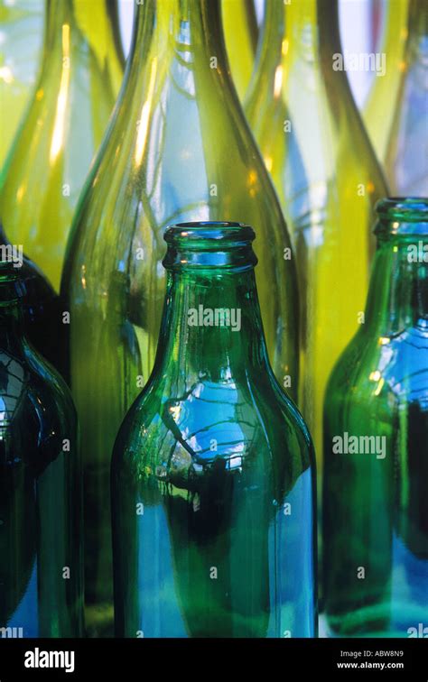 Recycled glass bottles Stock Photo - Alamy