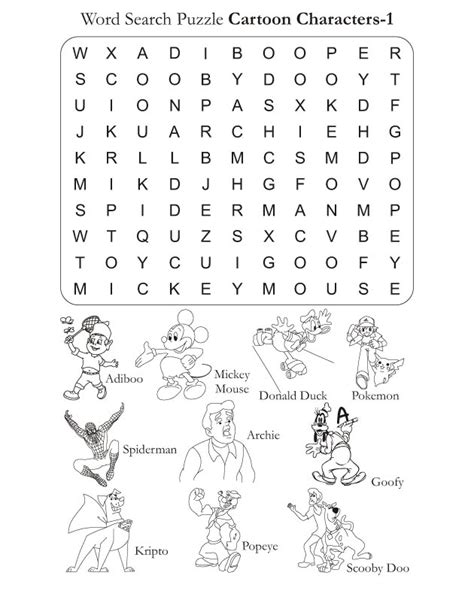 Classic Cartoons Printable Word Search Puzzle Word Search Puzzles