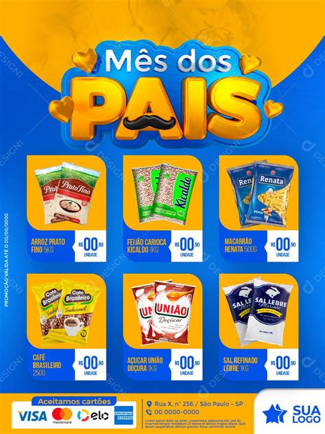 Encarte Mês dos Pais Supermercado Dia dos Pais Social Media PSD