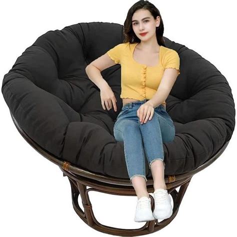 Coussin de chaise rond en coton PP ultra doux et étanche Noir Pour