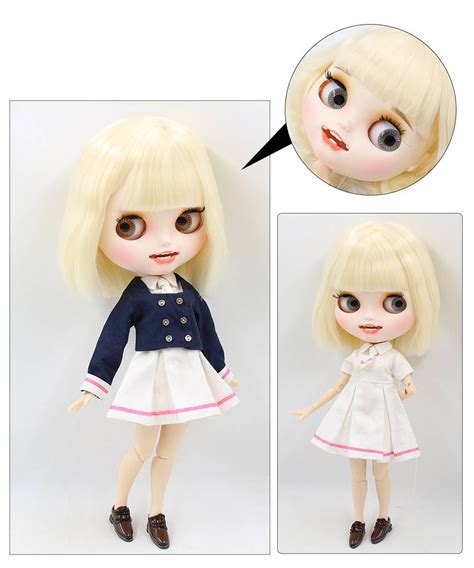 Neo Blythe Mu Eca Con Cabello Rubio Piel Blanca Cara Sonriente Mate Y