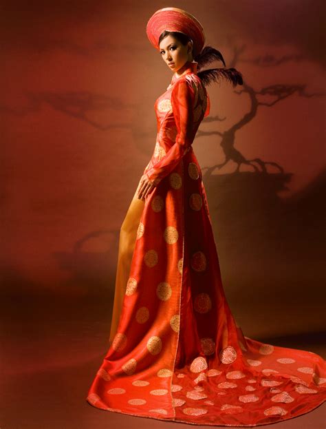 Home Wedding Ao Dai Red Red Wedding Ao Dai Wr Vietnamese