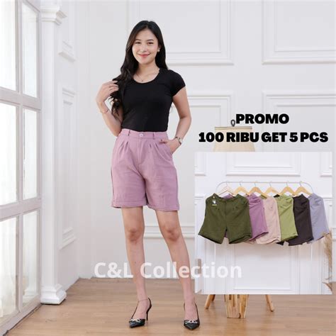 Jual Celana Pendek Hotpants Highwaist Ribu Dapat Pcs Warna Random