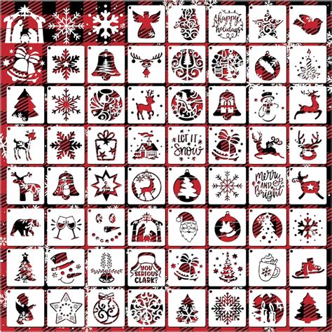 Small Christmas Stencils For Painting On Wood 3x3” Reusable Holiday Xmas Templates