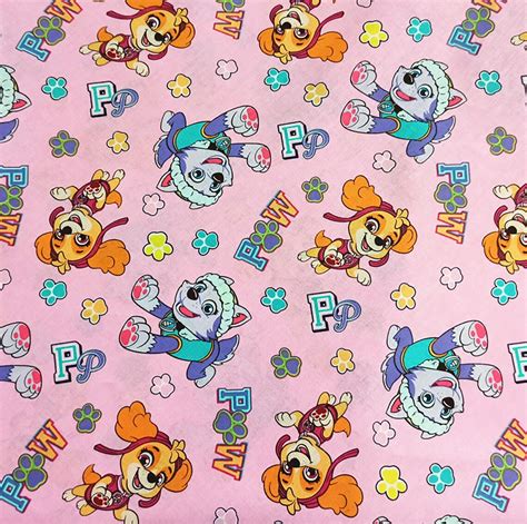 Paw Patrol Fabric 100 Cotton Fabric Diy Cartoon Fabric Face Etsy