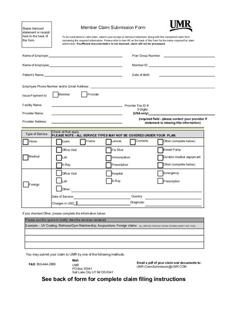 Fillable Online Umr Medical Claim Form Pdf Fax Email Print Pdffiller