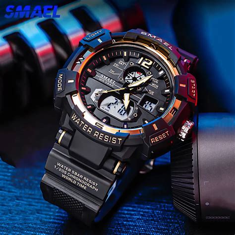 Smael Sport Watch Men Big Dial Led Digital Quartz Wrist Watches Men S