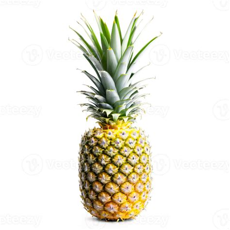 Pineapple With Golden Yellow Skin Green Crown Of Spiky Leaves Pattern