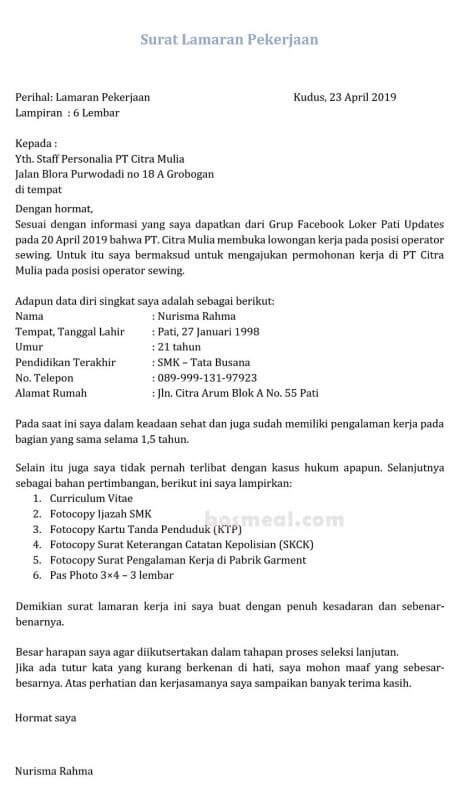 Contoh Buat Cv Lamaran Pekerjaan Contoh Surat Resmi