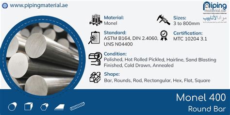 Monel 400 Round Bar And N04400 Rod Hex Flat Bar Suppliers UAE