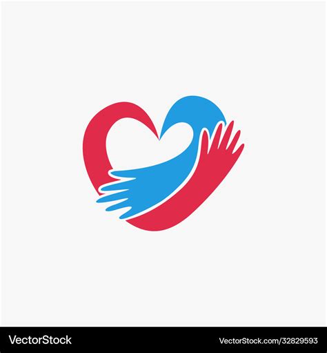 Romantic hug a heart logo icon template Royalty Free Vector