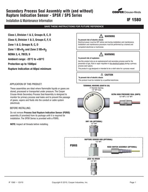 Secondary Process Seal Assembly With And Without If 1580