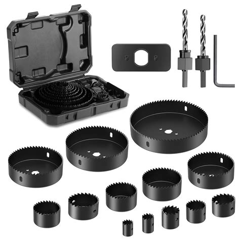 Hychika 19 Piece Hole Saw Kit Carbon Steel Hole Saw Set With 34 Inch