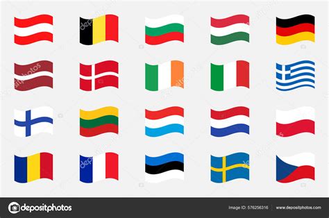 Flags European Countries Flag Vector Icons Isolated Background Vector