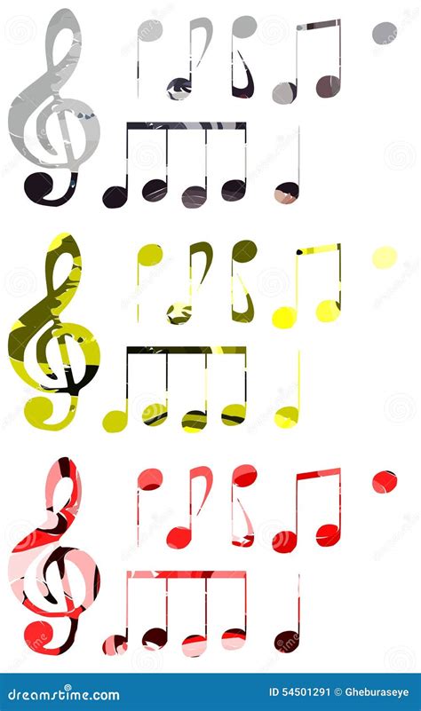 Set Of Stylized Music Notes Isolated Stock Vector Illustration Of