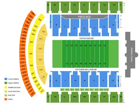 Seating Chart | M.M. Roberts Stadium | Hattiesburg, Mississippi