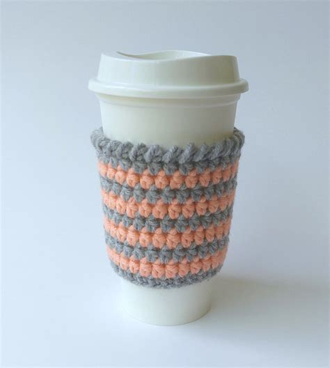 Cafe Latte Cozy Crochet Coffee Sleeve Coffee Cozy Striped Coffee Cup