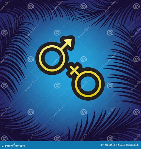 Sex Symbol Sign Vector Golden Icon With Black Contour At Blue Stock Free Download Nude Photo