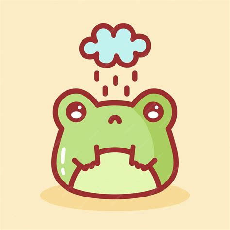 Premium Vector Cute Sad Frog Under Cloud Cute Little Froggy