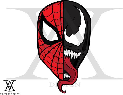 Spiderman And Venom Face Clipart Vector Instant Download Etsy