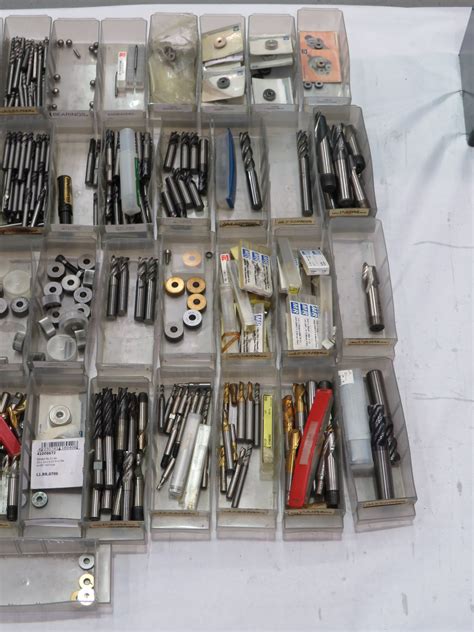 Storage Rack With Qty Carbide End Mills And Cutters