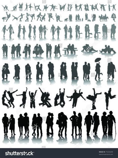 Set Couple Silhouettes Shadow Vector Stock Vector (Royalty Free) 75434299 | Shutterstock