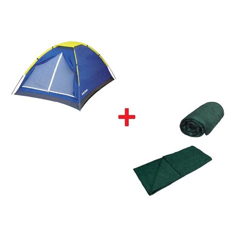 Kit Acampamento Barraca Lugares Azul Saco De Dormir Mor Shopee Brasil