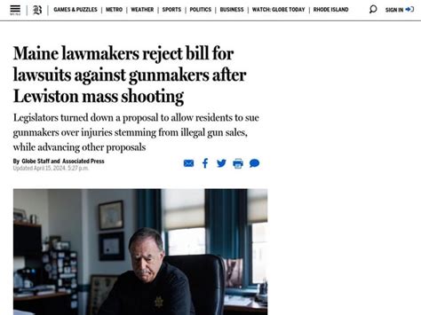 Maine Lawmakers Reject Bill For Lawsuits Against Gunmakers After