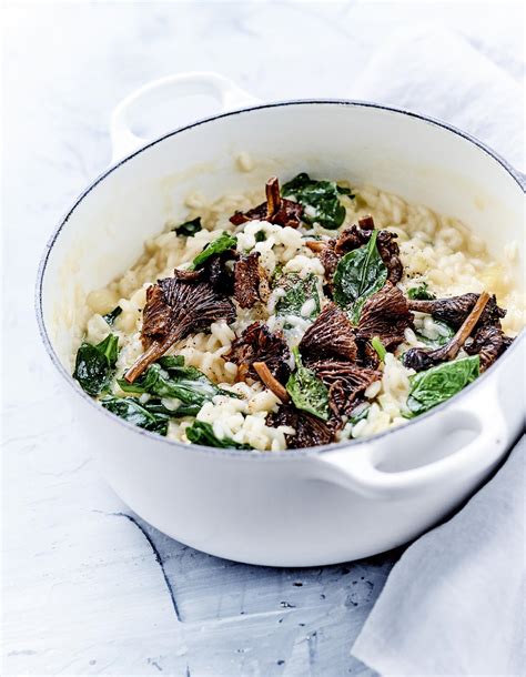 Risotto épinards et champignons au four pour 4 personnes Recettes