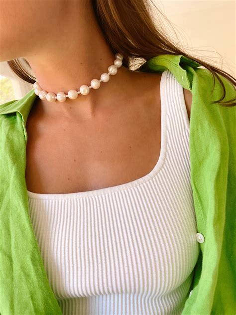 Tropics Choker Chokers Jade Beads Pearls