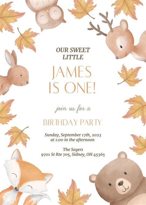 Boho Woodland Birthday Invitation Template Artofit