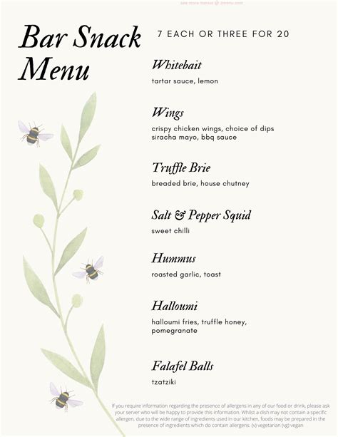 Menu At The Beehive Egham Pub And Bar Egham