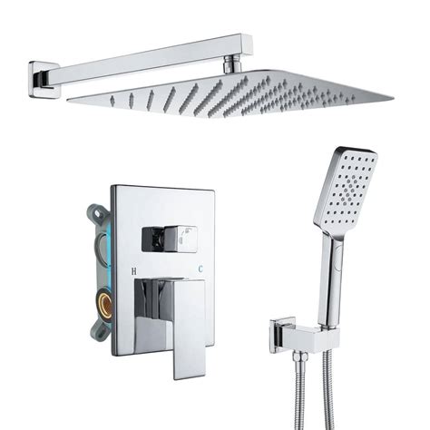 Rainlex Single Handle 1 Spray Square High Pressure Shower Faucet With