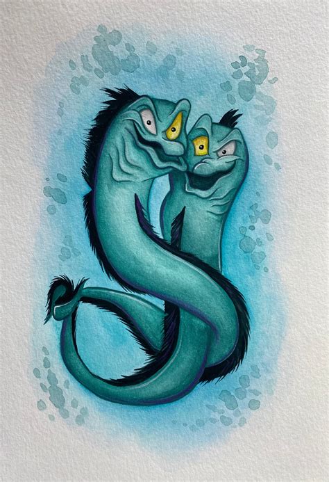 The Little Mermaid Jetsam & Flotsam Eels Watercolor Painting PRINT ...