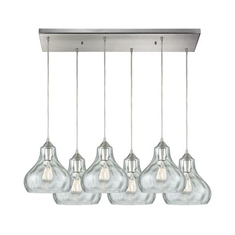 Belmont 6 Light Rectangular Pan Pendant Satin Nickel Belmont 6 Light