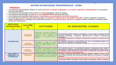 Matriz De Enfoques Transversales Cneb Minedu Mathtic