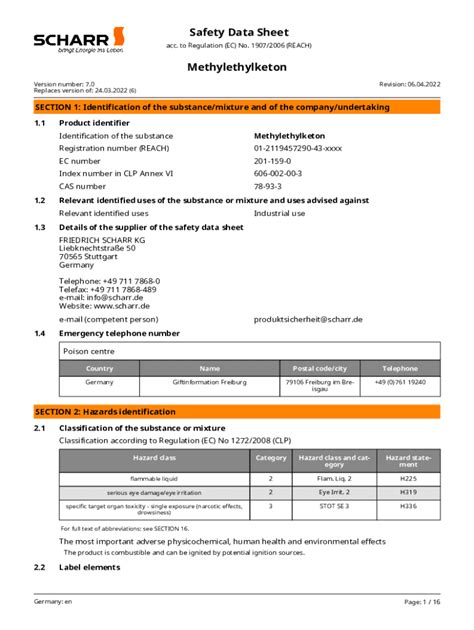 Fillable Online Safety Data Sheet Methyl Ethyl Ketone Fax Email Print Pdffiller