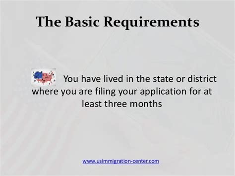 Requirements for applying for citizenship in the US