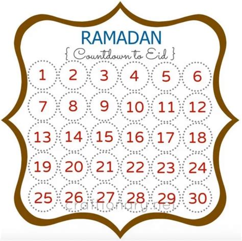 Ramadan Calendar Free Printable Countdown Craftionary