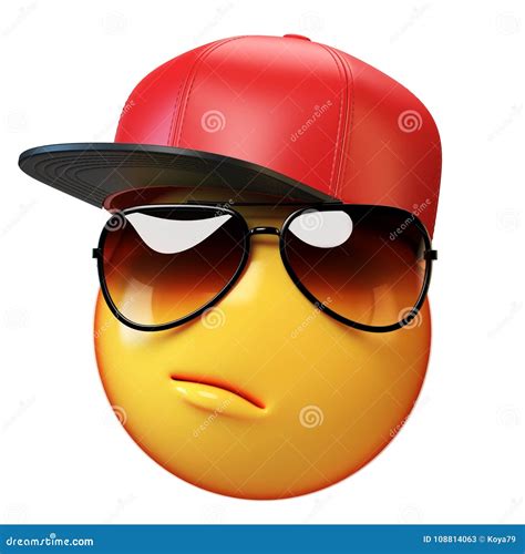 Cool Emoji Isolated on White Background, Swag Emoticon with Sunglasses ...