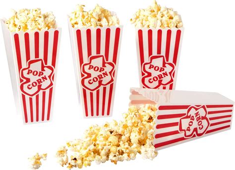 Plastic Popcorn Containers Red And White Striped Retro Style Reusable Popcorn Boxes