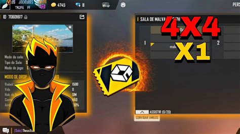 FREE FIRE AO VIVO X1 DOS CRIA 4X4 4V4 SALA PERSONALIZADA FF YouTube