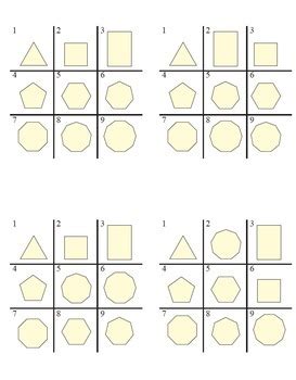 Geometry Tic Tac Toe Shapes Edges And Vertices Freebie By Simply