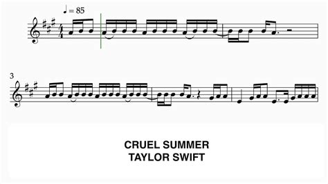 Cruel Summer Taylor Swift Violin Sheet Music Youtube