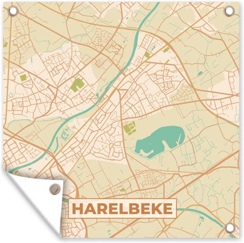 Tuindoek Harelbeke Kaart Vintage Stadskaart Plattegrond