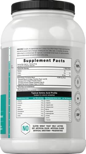 Multi Collagen Protein Powder 32 Oz Type I Ii Iii V X Hydrolyzed Collagen Peptides